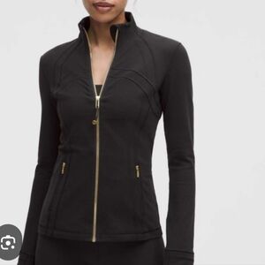 NWT Womens Uncia Active Black Zip Up Jacket With Gold Hardware Sz. Large